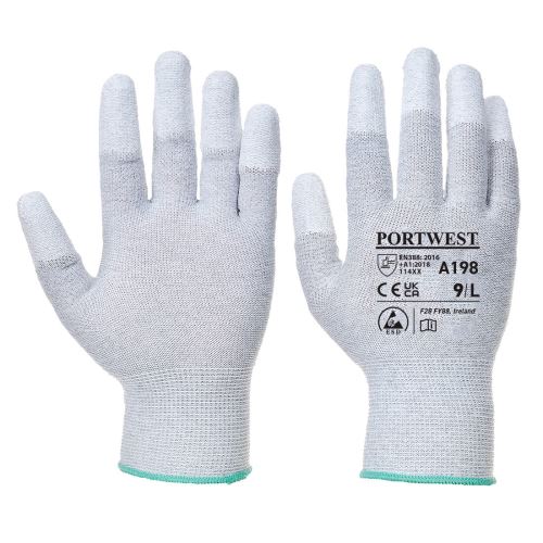 PORTWEST ESD FINGERTIP A198 / Antistatické rukavice, končeky prstov máčané v PU