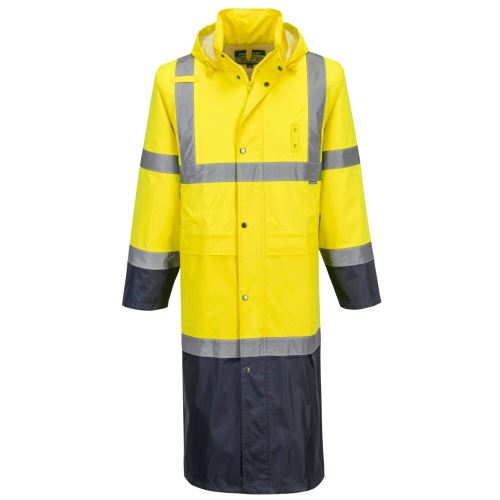 PORTWEST HI-VIS CONTRAST H446 / Reflexný plášť do dažďa, dĺžka 122cm