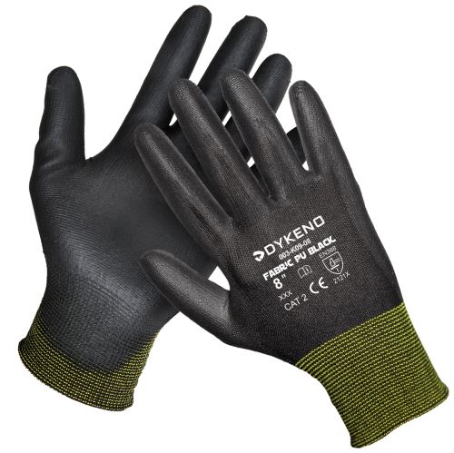 DYKENO FABRIC PU BLACK 003-K09 / Povrstvené textilné rukavice