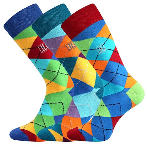 LONKA DIKARUS / Pánske kárované bavlnené ponožky