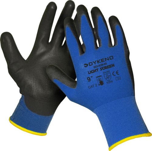 Rukavice polyesterový úplet bezšvový, dlaň a prsty máčané v PU, pre display 07