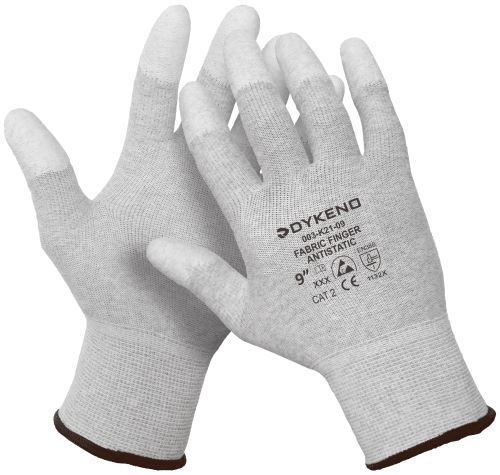 Rukavice polyesterový úplet bezšvový, končeky prstov máčané v PU, antistatické 09