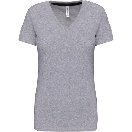 KARIBAN VINTAGE V-NECK K381 / Dámske tričko s krátkym rukávom