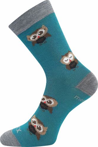 VoXX SOVIK / Detské ponožky z merino vlny so malej sovy