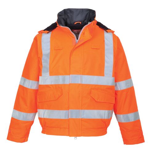 PORTWEST HI-VIS BIZFLAME S773 / Nehorľavý reflexný bomber do dažďa, antistatický