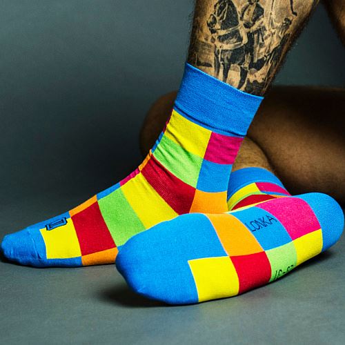 LONKA DECUBE / Pánske kockované ponožky, 3 páry