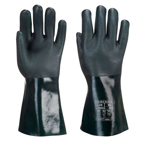 PORTWEST A835 / Dvakrát máčané PVC rukavice 35 cm XL