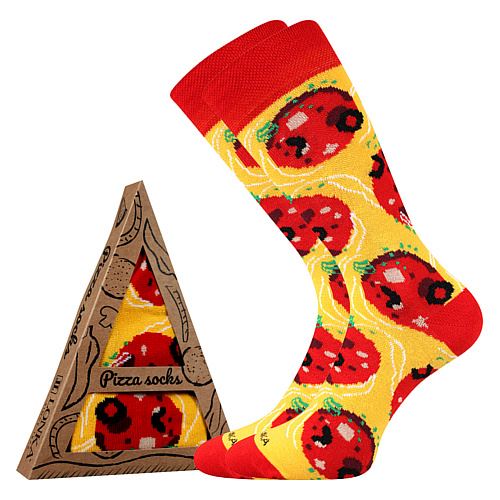 LONKA PIZZA / Bavlnené ponožky s pizzou v krabičke
