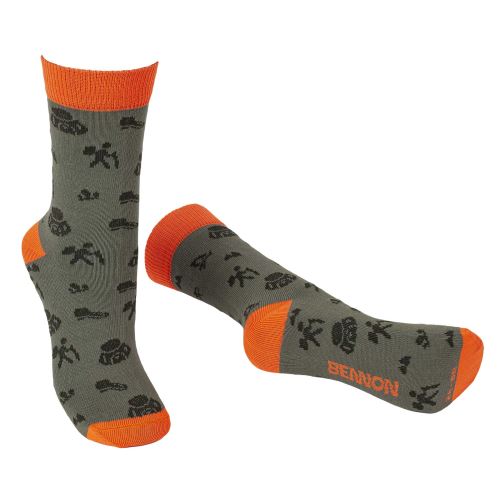 BENNONKY TREK SOCKS GREEN/ORANGE / Ponožky, motív trek