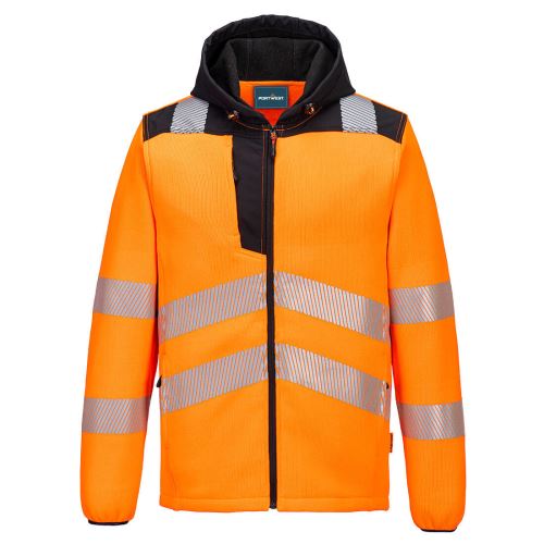 PORTWEST HI-VIS PW335 / Reflexná fleecová bunda s kapucňou - HV oranžová XL