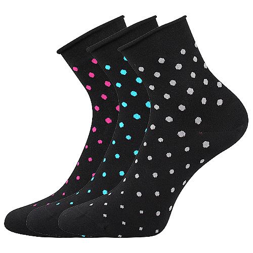 LONKA FLAGRAN / Dámske letné ponožky s farebnými bodkami, 3 páry