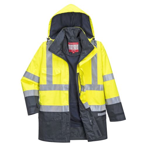 PORTWEST HI-VIS BIZFLAME S779 / Nehorľavá reflexná bunda do dažďa, antistatická