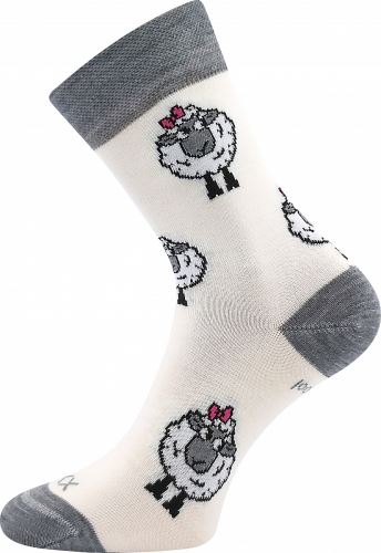 VoXX VLNENKA / Dámske slabé vlnené merino ponožky s ovečkami