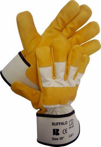 BAN BUFFALO 3038 / Kombinované rukavice - oranžová/biela 8
