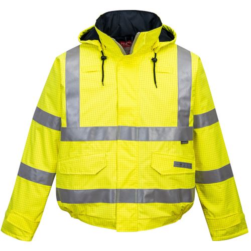 PORTWEST HI-VIS BIZFLAME S773 / Nehorľavý reflexný bomber do dažďa, antistatický