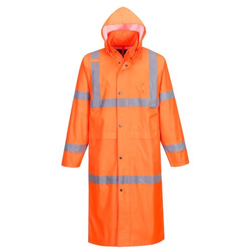 PORTWEST HI-VIS COAT H445 / Reflexný plášť do dažďa, dĺžka 122 cm