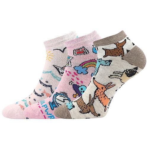 LONKA DEDONIK / Detské nízke letné rôznofarebné ponožky, 3 páry