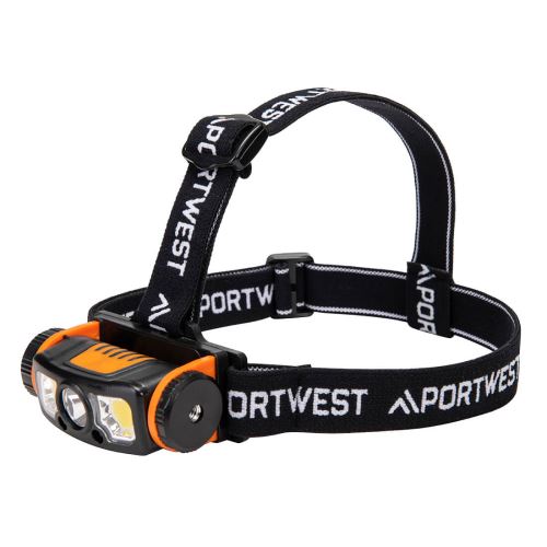 PORTWEST PA76 / USB LED čelovka so senzorom pohybu - čierna / oranžová