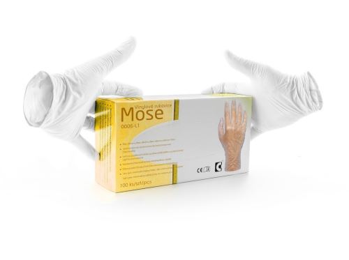 MOSE / Jednorazové vinylové púdrené rukavice
