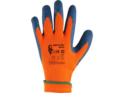 CXS INDUSTRY ROXY WINTER / Zimné rukavice máčané v latexe - oranžová/modrá 10