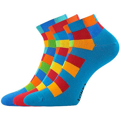 LONKA BECUBE / Kockované bavlnené tenké ponožky, 3 páry