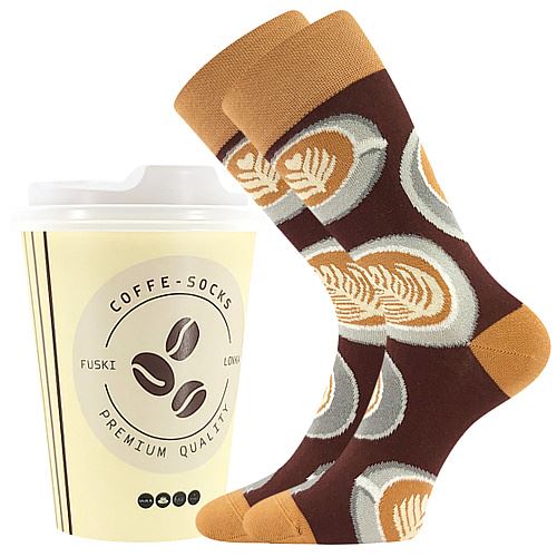 LONKA COFFEE / Vtipné bavlnené ponožky s motívom kávy