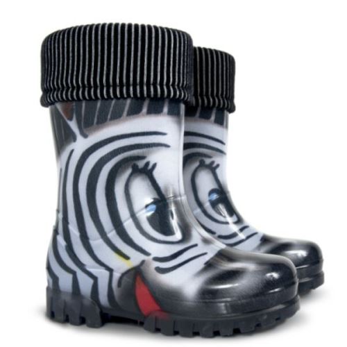 DEMAR TWISTER LUX PRINT 0039 S zebra / Detské zateplené čižmy - vel. 28 - 35