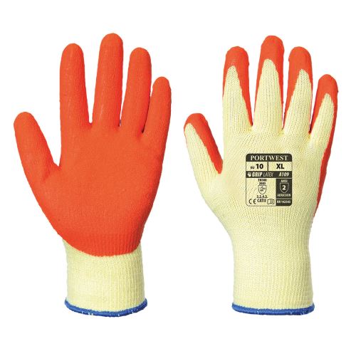 PORTWEST GRIP A109 / Máčené latexové rukavice s úpletom
