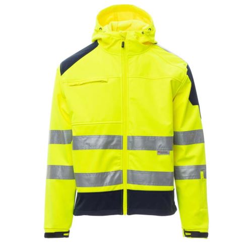 PAYPER SHINE 2.0 FLUO S00235-0090 / Reflexná softshellová bunda s kapucňou