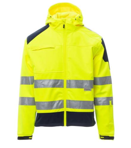 PAYPER SHINE 2.0 FLUO S00235-0090 / Reflexná softshellová bunda s kapucňou