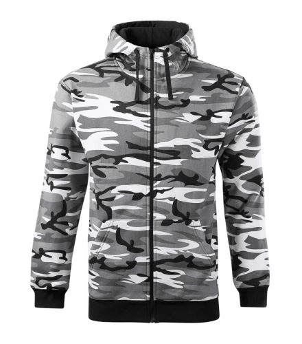 MALFINI CAMO ZIPPER C19 / Pánska camouflage mikina s kapucňou