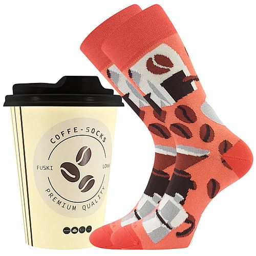 LONKA COFFEE / Vtipné bavlnené ponožky s motívom kávy