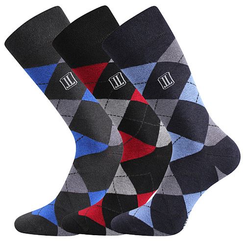 LONKA DIKARUS / Pánske kárované bavlnené ponožky