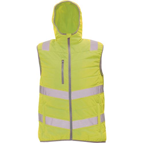 CERVA MONTROSE HV / Zateplená zimná vesta s HI-VIS reflexnými pruhmi a kapucňou