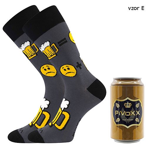 VoXX PIVoXX + PLECHOVKA / Pánske bavlnené ponožky s pivným motívom