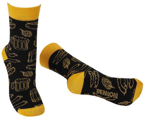 BENNONKY BEER SOCKS BLACK/YELLOW / Ponožky, motív piva