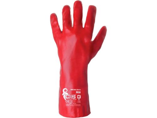 CXS SELA / Rukavice máčané v PVC - červená 10