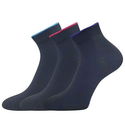 LONKA FIDES / Dámske letné ponožky, farebný lem, 3 páry