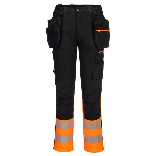 PORTWEST DX457 HI-VIS CRAFT / Reflexné pracovné nohavice do pása s odnímateľným puzdrom