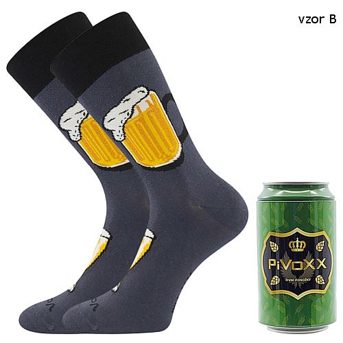 VoXX PIVoXX + PLECHOVKA / Pánske bavlnené ponožky s pivným motívom