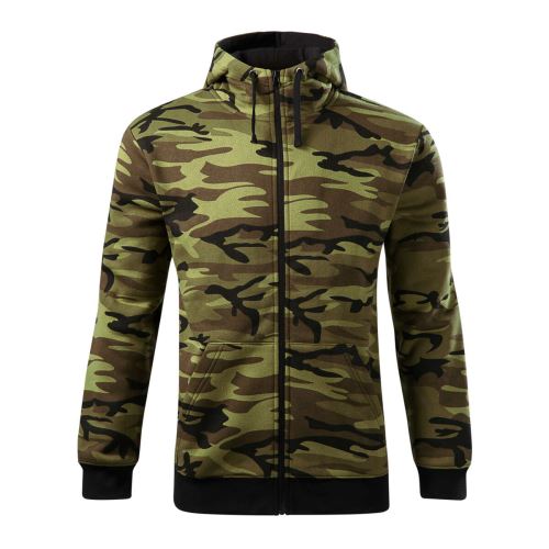 MALFINI CAMO ZIPPER C19 / Pánska camouflage mikina s kapucňou