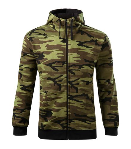 MALFINI CAMO ZIPPER C19 / Pánska camouflage mikina s kapucňou