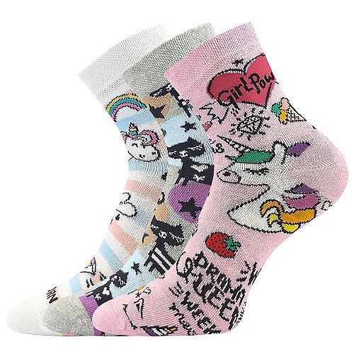 LONKA DEDOTIK / Detské letné obrázkové ponožky, 3 páry