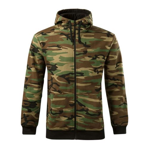 MALFINI CAMO ZIPPER C19 / Pánska camouflage mikina s kapucňou