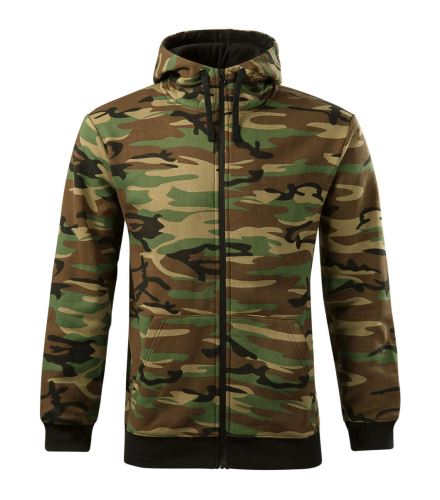 MALFINI CAMO ZIPPER C19 / Pánska camouflage mikina s kapucňou