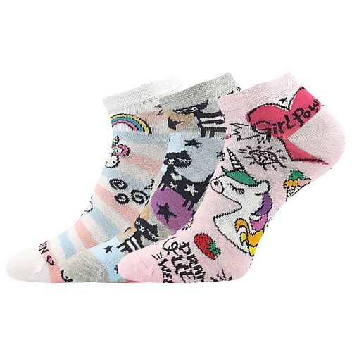 LONKA DEDONIK / Detské nízke letné rôznofarebné ponožky, 3 páry
