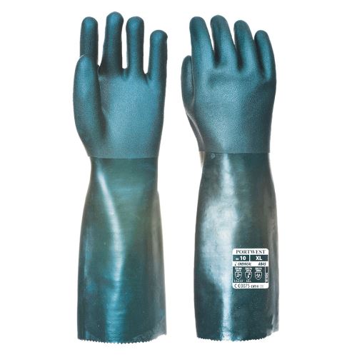 PORTWEST A845 / Dvakrát máčané PVC rukavice 45 cm XL