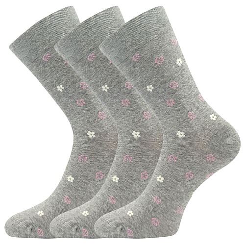 LONKA FLOWRANA / Dámske slabé ponožky s kvietkami, 3 páry