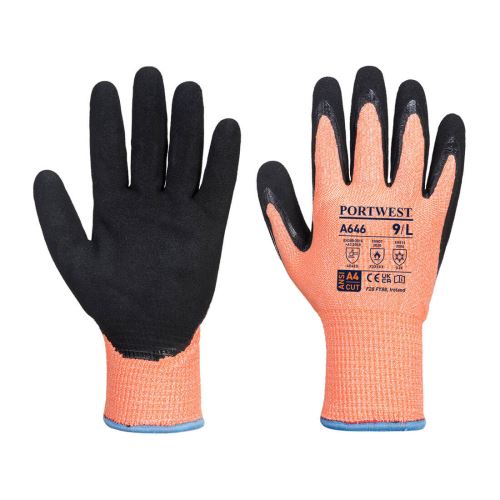 PORTWEST VIS-TEX HR CUT A646 / Zimné protiporezové nitrilové rukavice, úroveň D
