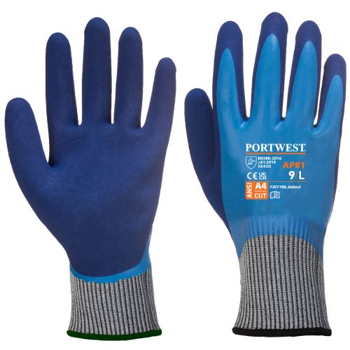 PORTWEST LIQUID PRE CUT HR AP81 / Protiporezové a vodeodolné rukavice, úroveň D